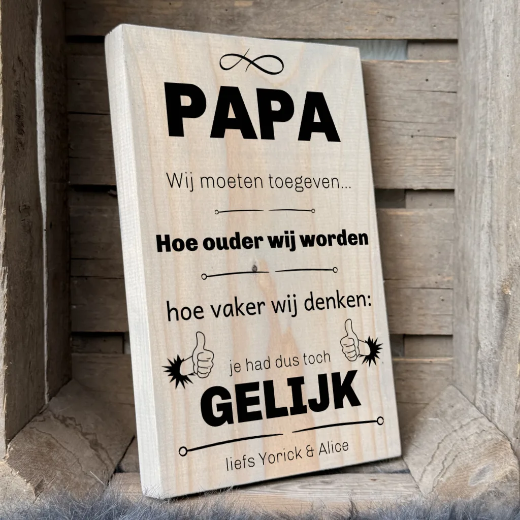 gepersonaliseerd cadeau vaderdag papa vader papa had dus toch gelijk
